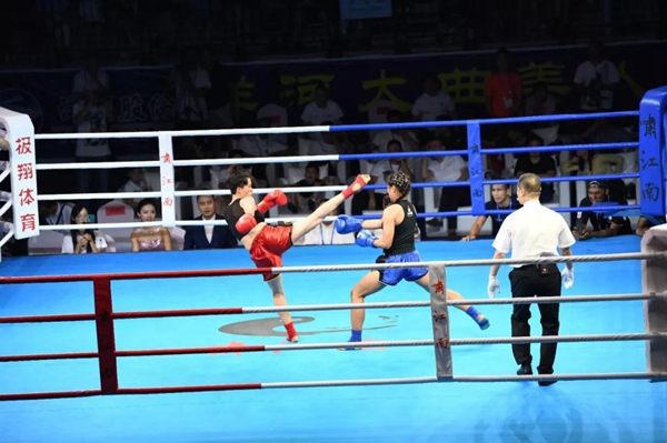 Chinese athletes win Wushu Sanda Championship in Binhu