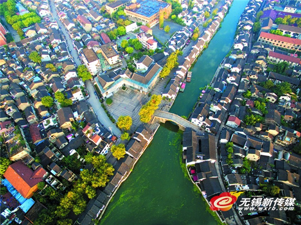 Bird's-eye view of colorful landscape in Wuxi
