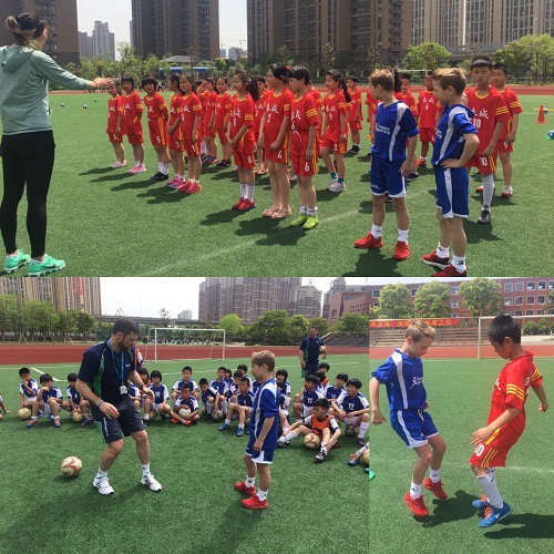UK coaches hold primary school football session in Wuxi