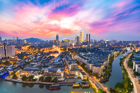 Aerial views of Wuxi's downtown