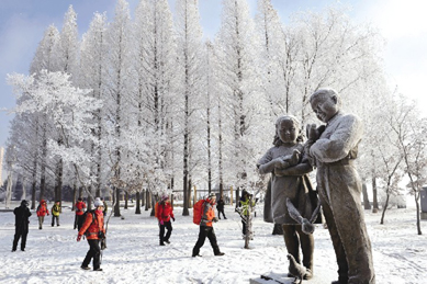 Beautiful rime scenery appears in Dandong