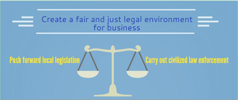 Create a fair and just legal environment for business