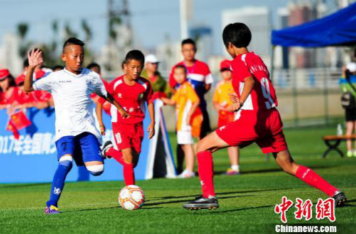 Young soccer players train in Shenyang