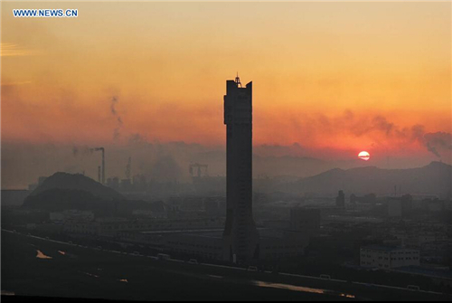 Sun ray painted autumn morning in E China