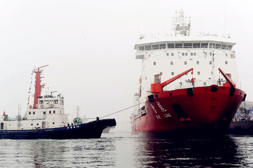 China's research vessel Xuelong leaves Qingdao for 5th Arctic expedition