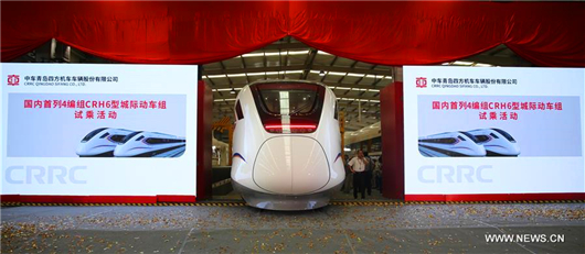 China's CRH6A-A, CRH6F-A intercity trains go off production line in Qingdao