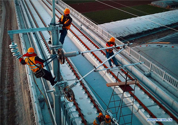 Jinan-Qingdao high-speed railway under construction