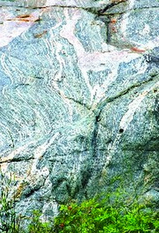 泰山天然岩石壁惊现“鹿鹤同春”图