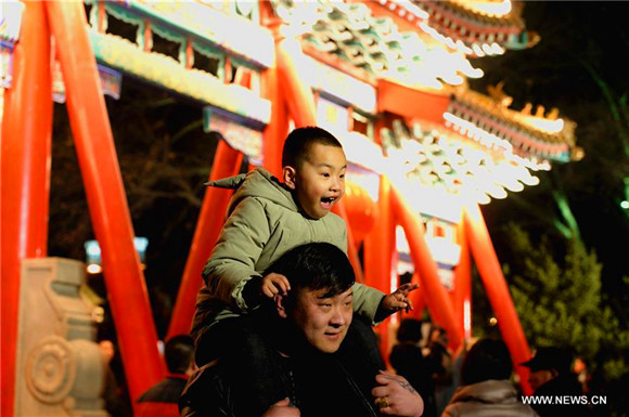 Night view at Daming Lake in East China's Shandong