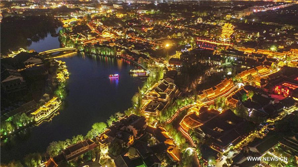 Night view of Taierzhuang ancient town