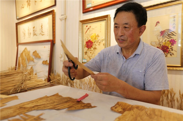 Qingdao farmer dedicated to straw painting