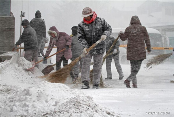 Snowstorm hits China's Yantai