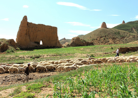 Photography document of pastoral life by the Great Wall in the four seasons