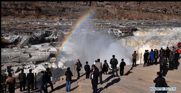 Scenery of Hukou Waterfalls of Yellow River in winter