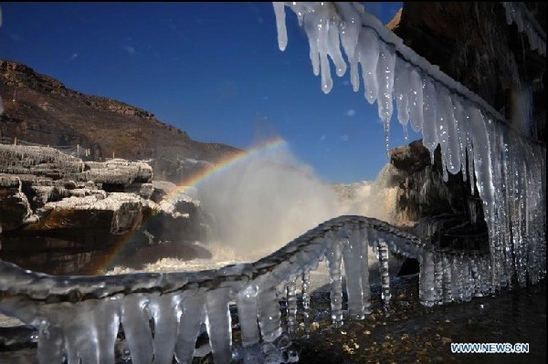 Scenery of Hukou Waterfalls of Yellow River in winter