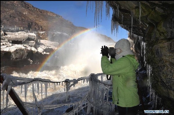 Scenery of Hukou Waterfalls of Yellow River in winter
