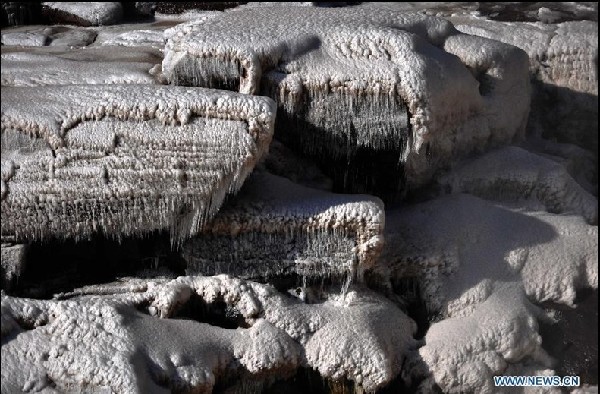 Scenery of Hukou Waterfalls of Yellow River in winter
