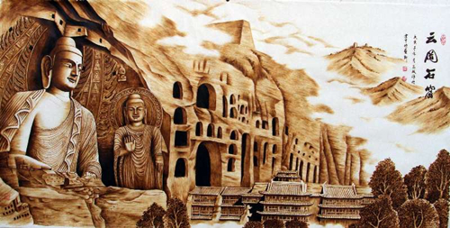 Shanxi artist expresses love for hometown in pyrographic art