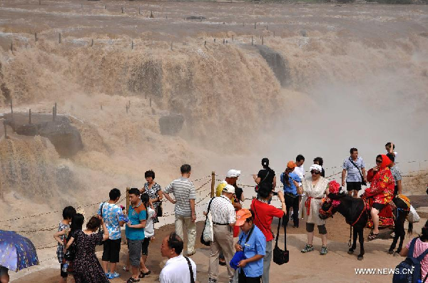 Imposing scenery of Hukou Waterfall on Yellow River