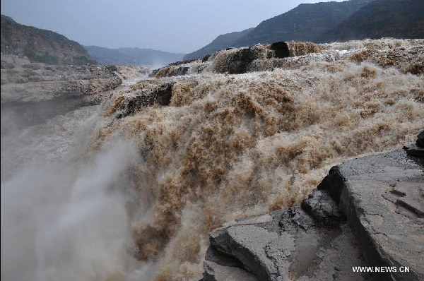 Imposing scenery of Hukou Waterfall on Yellow River