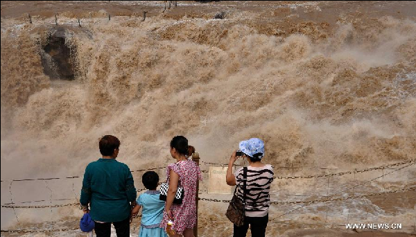 Imposing scenery of Hukou Waterfall on Yellow River