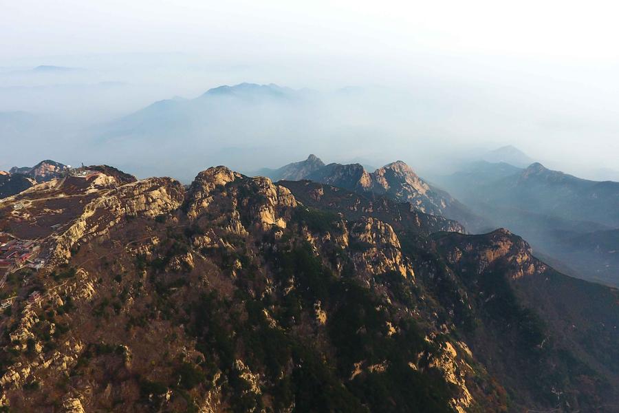 Bird's-eye view of Taishan Mountain in E China