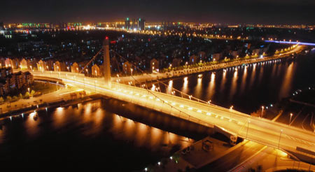 Haihe river illuminated for 60th anniversary of China