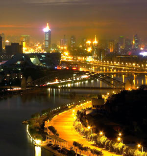 Haihe river illuminated for 60th anniversary of China
