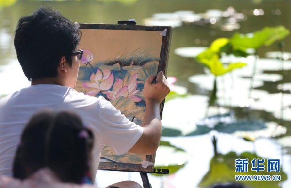 Lotus flowers bloom at Beiling Park in Shenyang