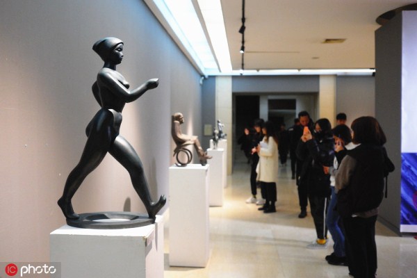 Figurative sculptures on display in Shenyang