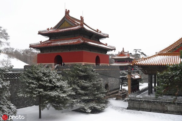 Spring snow blankets Shenyang