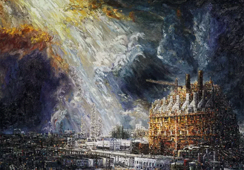 Xinjiang artist's famous oil industry paintings on display