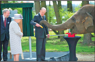 Queen pays visit to elephant namesake