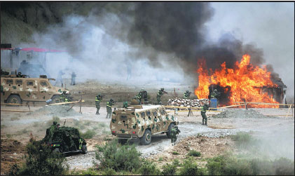 Chinese, Kyrgyz troops cooperate in anti-terror drill