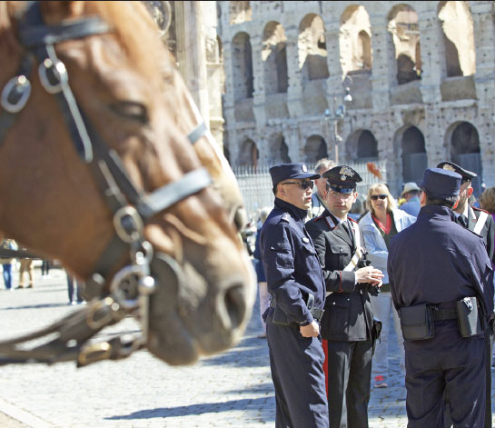 Chinese police officers go on patrol in Italy