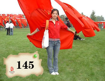 In this Oct.1, 2007 photo, I am in Chaoyang Park in Beijing in celebration of China's National Day... Wish the 'Chinese Red' light up the whole world in 2008!