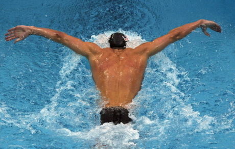michael phelps butterfly. Michael Phelps of the US swims