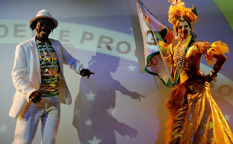 Brazillian samba dancers perform in Beijing