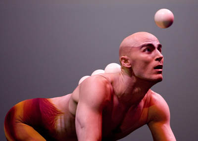 Ukrainian juggler Viktor Kee performs in Lisbon
