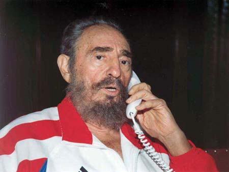 Cuban leader Fidel Castro speaks on the telephone in this undated photo released on August 13, 2006. A Cuban newspaper on Sunday published the first photographs of Fidel Castro since his stomach surgery and the Cuban leader said he had stabilized "considerably" but was not out of the woods