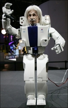 The first ever walking robot and with an expressive face resembling Albert Einstein, dances during the Nexfest festival in New York. NextFest features 160 futuristic inventions from companies and institutions around the world, addressing growing climatic fears as well as more mundane domestic concerns.