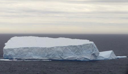 An iceberg floats in the Southern Ocean, south of Invercargill on New Zealand's south island in this undated handout photograph made available by the Royal New Zealand Air Force (RNZAF) on November 9, 2006. Scores of icebergs have floated to within about 300 km (186 miles) of New Zealand, with the largest measuring about 1.8 km (1.1 miles) in length and standing some 120 metres (360 feet) above water. 
