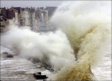 Nature's force : Huge waves in the port of Wimereux, northern France. The British Isles and Germany were battered by a severe storm front packing gale-force winds, with forecasters predicting worse to come. (AFP/Philippe Huguen)