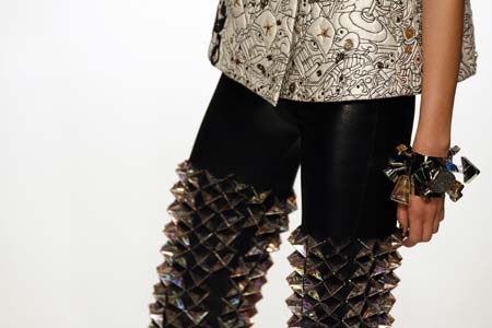 A model wears a creation for designer Manish Arora during his Autumn/Winter 2007 show at London Fashion Week in London February 12, 2007. 