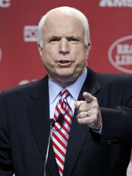 Republican presidential candidate U.S. Sen. John McCain (R-AZ), speaks during the GOP presidential candidates debate at the Ronald Reagan Presidential Library in Simi Valley, California, May 3, 2007.