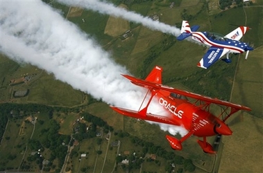 Oracle Challenger III bi-plane at the Andrews Air Force Base Joint Service Open House and Air Show in Camp Springs, Md., from this Friday to Sunday. Klatt will also be performing at the show.