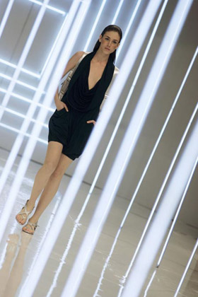 A model wears a creation from Mara Mac's 2008 spring/summer collection during the Fashion Rio Show in Rio de Janeiro June 4, 2007.
