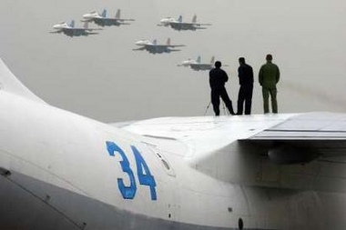 Russian Knights Aerobatic team performs in China