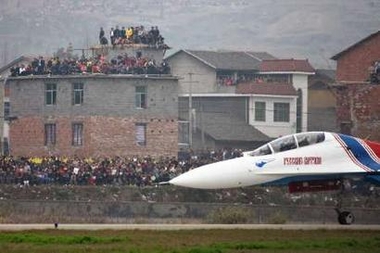 Russian Knights Aerobatic team performs in China