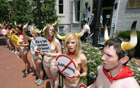 Protest against bullfighting in Spain
